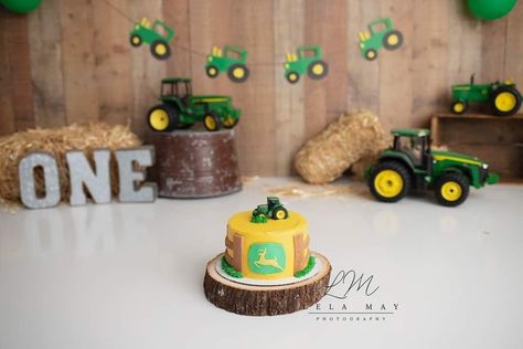 Tractor Cake Smash, Tractor First Birthday Pictures, Tractor Smash Cake Boys, John Deere Smash Cake, Tractor Smash Cake, Farmer Birthday, John Deere Cake, Tractor Birthday Invitations, John Deere Birthday