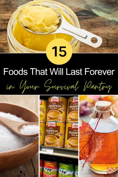 Discover 15 long-lasting foods to keep in your survival pantry. Perfect for homesteaders, these non-perishable items provide essential nutrition and peace of mind. Learn storage tips to maintain their quality and ensure a prepared and self-sufficient lifestyle. Ideal for those committed to long-term food security and sustainability! #Homesteading #SurvivalPantry Food Prep Pantry, Survival Pantry Food Storage, Diy Survival Food, Canning For Survival, Dehydrated Food Storage, Long Lasting Food Storage, Staple Foods For Pantry, Foods That Last Forever Survival, Best Food Storage Items