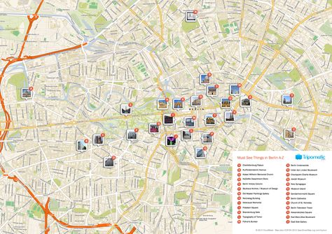 Free Printable Map of Berlin attractions. Berlin Tourist Map, Berlin Attractions, Berlin With Kids, Berlin Map, Africa Day, European City Breaks, Germany Trip, Tourist Map, Berlin Berlin