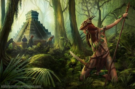 ArtStation - The Guardian, Markus Stadlober Jungle Elf, Fantasy People, 8k Wallpaper, Fantasy Forest, Fantasy Images, Black And White Prints, 판타지 아트, The Guardian, Cool Artwork