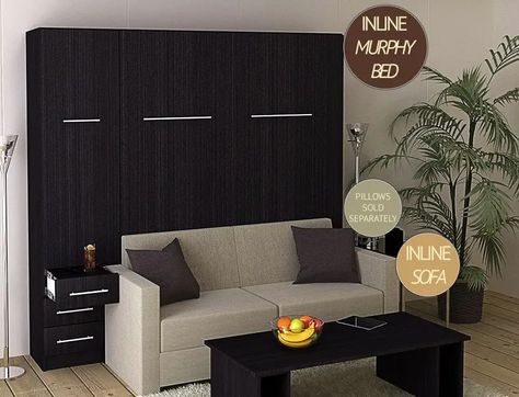 The Ins & Outs (and Ups & Downs) of Murphy Beds Bed Orientation, Murphy Bed With Sofa, Murphy Bed Couch, Murphy Bed Office, Murphy Bed Sofa, Modern Murphy Beds, Murphy Bed Plans, Inspire Me Home Decor, Wall Bed