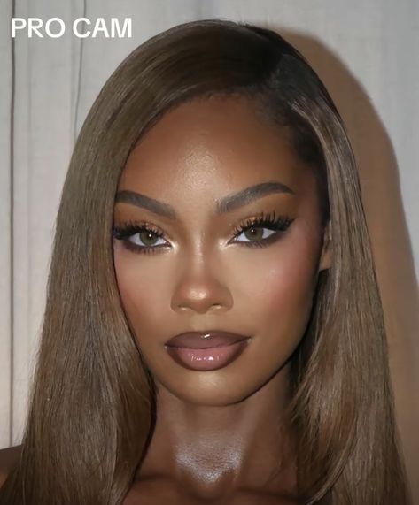 Makeup Looks Wedding Bridesmaid, Ethereal Makeup Black Women, Brown Outfit Makeup Look, Md Makeup Looks, Graduation Pic Makeup, Makeup For Brown Dress, Makeup Inspo Black Women, Graduation Makeup Looks, Wedding Makeup Black Women