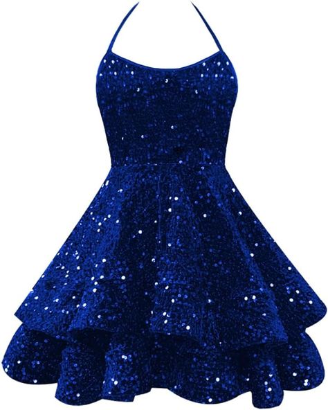 Sweet 16 Dresses Short, Prom Dresses Short Blue, Cocktail Party Gowns, Blue Graduation Dresses, Homecoming Dresses 2023, Blue Sparkly Dress, Tiered Prom Dress, Girls Sequin Dress, Sparkly Mini Dress