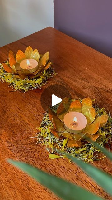 Diy Candle Holder, Tea Candle Holders, Diwali Diy, Diy Candle Holders, Diy Candle, Light Candles, Tea Candles, Instagram Diy, Diwali Decorations