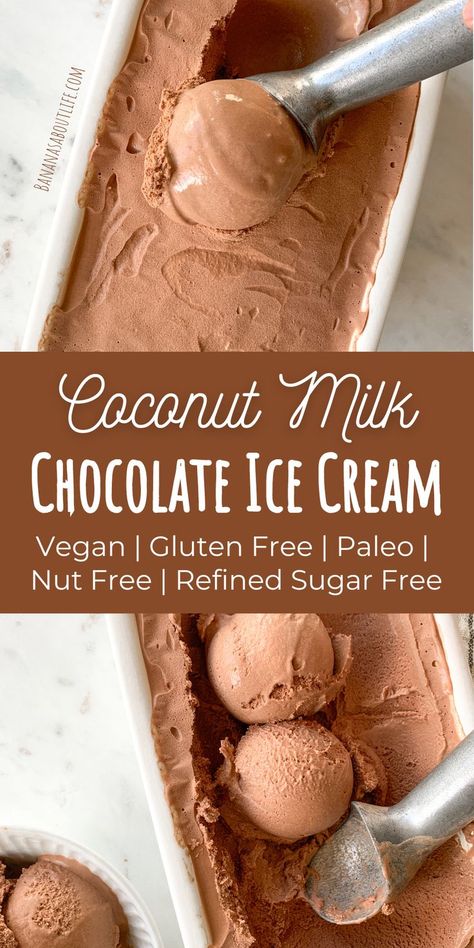 coconut milk ice cream chocolate Chocolate Coconut Milk, Incredible Desserts, Milk Chocolate Ice Cream, Ice Cream Vegan, Coconut Milk Chocolate, Sugar Free Ice Cream, Ice Cream Recipes Machine, Coconut Milk Ice Cream, Healthy Ice Cream Recipes