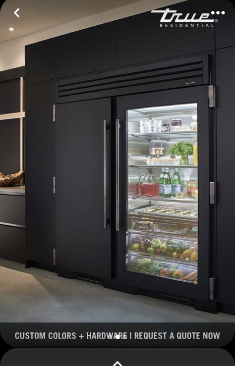 Glass Front Refrigerator, Luxury Fridge, Luxury Refrigerator, Big Refrigerator, Modern Refrigerator, True Residential, Black Fridges, Glass Door Refrigerator, Home Styles Exterior