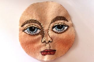 Penny Lane Ink: Embroidered Art Doll (day 1) Spirit Art Dolls, Skeleton Wreath, A Stitch In Time, Face Embroidery, Doll Making Cloth, Doll Faces, Art Dolls Cloth, Embroidered Art, Spirit Dolls