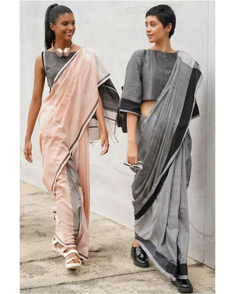 Fusion Saree, Modern Sari, Saree Aesthetic, Blouses Work, Saree Drapes, Saree Drape, Formal Saree, Embroidery Blouses, Saree Style