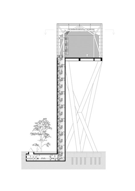 Image 15 of 27. Section Water Tower Design, Infrastructure Architecture, Concept Board Architecture, Water Architecture, Floating Architecture, Brick Arch, System Architecture, Round Tower, Unusual Homes