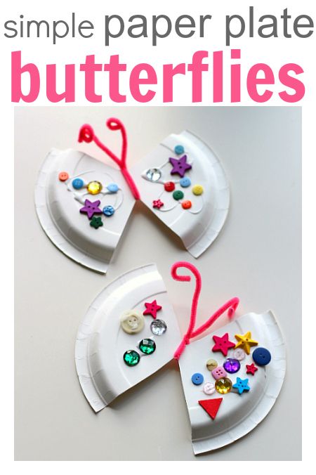 Simple Paper Plate Butterflies (pinned by Super Simple Songs) #educational #resources for #children Paper Plate Butterfly, Simple Songs, Butterfly Craft, Insect Crafts, Paper Plate Crafts, Daycare Crafts, Plate Crafts, Crafts Kids, Butterfly Crafts