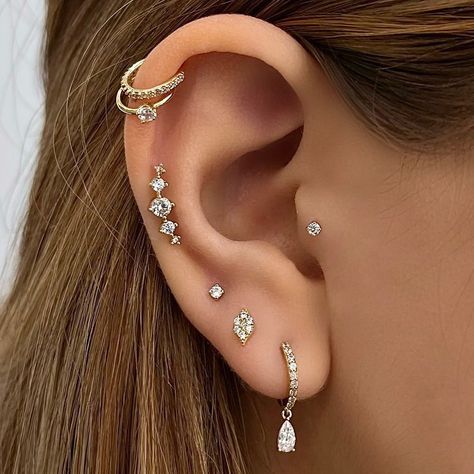 LULUS on Instagram: “Final Hours Left on Our Holiday Sale! Up to 40% off stylist picked Jewelry!! Click the link in the Bio ✨ . 💎 Come Get Pierced & Styled…” Multiple Piercings Earrings, Ear Art, Pretty Ear Piercings, Hinged Ring, Ear Style, Flat Back Earrings, Detailed Jewelry, Gold Stone, Girly Jewelry