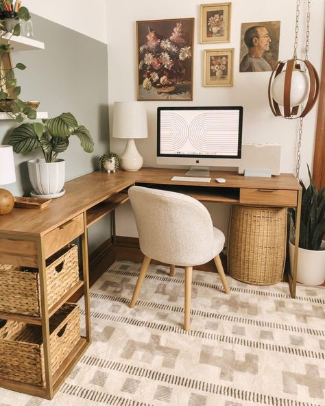 Small Crafts, Cozy Home Office, Office Guest Room, Office Room Decor, Style Deco, Home Office Setup, Home Office Space, A Desk, Office Inspiration