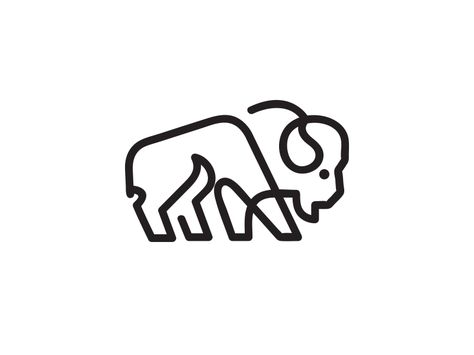 Bison line by matthieumartigny - Dribbble Bison Tattoo Simple, Bison Doodle, Bison Outline, Buffalo Drawing, Bison Tattoo, Buffalo Tattoo, Bison Logo, Buffalo Exchange, Pet Branding