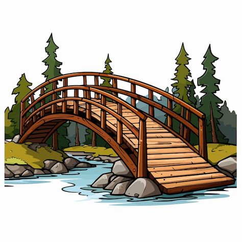 Bridge Cartoon, Bridge Clipart, Bridge Vector, Pictures Of Bridges, Bridge Drawing, Free Business Card Mockup, Flyer Maker, Business Card Maker, Poster Maker