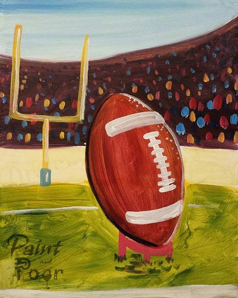 The Big Kick Football Paintings On Canvas, Football Painting Ideas Canvas, Football Painting Ideas Easy, Sports Canvas Paintings, Sport Painting Ideas, Sports Painting Ideas Easy, Sports Painting Ideas, Gamecock Painting, Football Painting Ideas