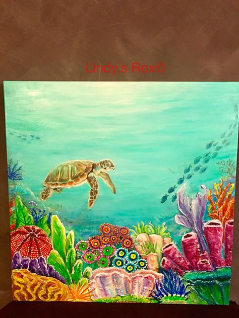 Coral Art Drawing, Reef Drawing Ocean, Coral Reefs Drawing, How To Paint Coral Reef, Coral Painting Easy, Sealife Paintings, Painting Ideas On Canvas Ocean, Coral Reef Painting Easy, Sea Life Drawings Coral Reefs