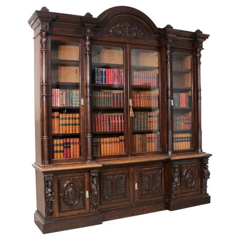 Victorian Bookshelf, Victorian Shelves, Queen Guinevere, Victorian Bookcases, Victorian Castle, Sir Lancelot, Panelled Doors, Victorian Manor, Breakfront Bookcase