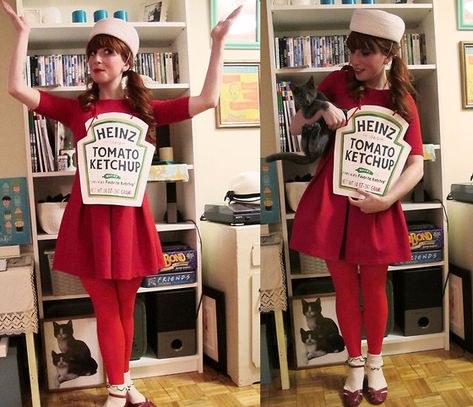 Ketchup Costume, Diy Fantasia, Costume Box, Couples Cosplay, Red Fitted Dress, Heinz Ketchup, Belle Costume, Diy Kostüm, Diy Halloween Costume