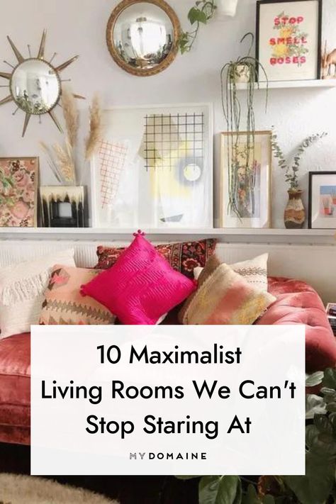 Large Maximalist Living Room, Small Living Room Ideas Maximalist, Maximalist Rug Living Room, White Wall Maximalist Decor, Maximalist Vs Minimalist, Maximalist Tv Room, Eclectic Maximalist Living Room, Maximalist Decor Small Spaces Living Room, Living Room Decor Maximalist