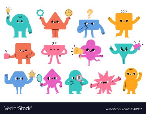 Triangle Character Design, Motion Infographic, Square Character, Kids Branding Design, Shapes For Kids, Funny Character, Kids Logo, Illustration Character Design, Simple Shapes