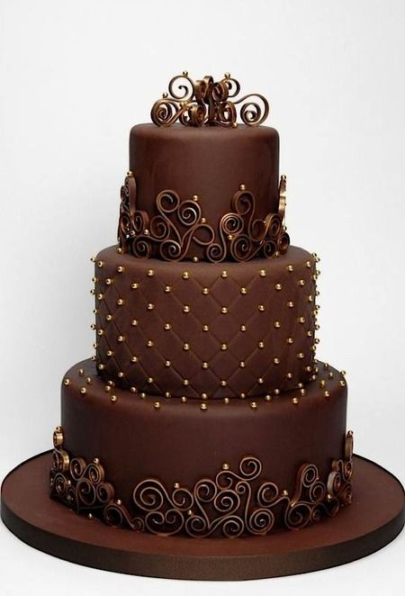 Cake Wrecks - Home - Sunday Sweets: Wedding Cakes in Chocolate Tiered Chocolate Cake, Kek Kahwin, Kek Coklat, Round Wedding Cakes, Cake Wrecks, Chocolate Wedding Cake, Special Cake, Grooms Cake, Occasion Cakes