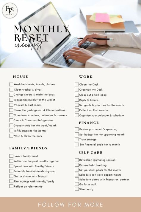 Monthly Reset Routine Checklist Monthly Planner Inspo-Follow us more planneridea #studentplannertemplate #bestplanners. Reset Routine Checklist, Ipad Weekly Planner, Monthly Reset Routine, Monthly Reset, Planner Monthly Layout, Reset Routine, Undated Monthly Planner, Routine Checklist, Monthly Planner Template