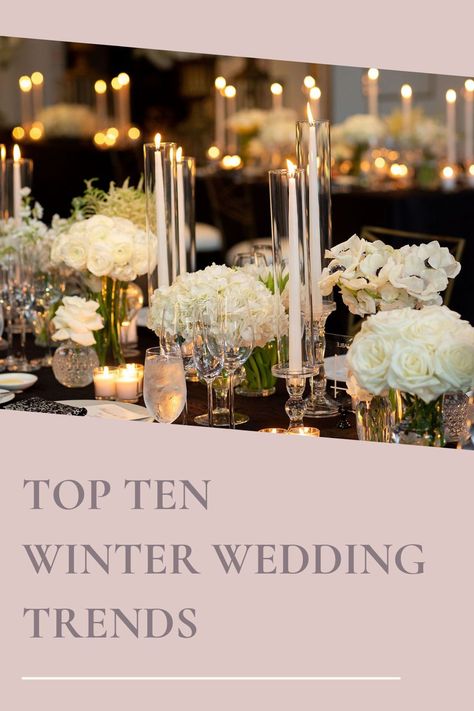 Winter White Wedding Reception, Formal Wedding Decor Receptions, Winter Wedding Tablescapes Round, Winter Wedding At Home, Simple Elegant Winter Wedding, Winter Wedding In Florida, Winter Wedding Reception Decor, Romantic Winter Wedding Decor, Winter Wedding Tables