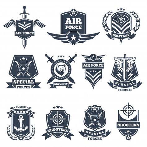 Military logos and badges. army symbols ... | Premium Vector #Freepik #vector #vintage #star #retro #shield