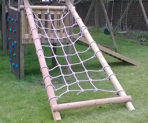 Cargo Net Frame | quality wooden play equipment for the garden | UK Garden Uk, Sawn Timber, Cargo Net, Scotland Uk, Play Equipment, Shop Ideas, Bespoke Design, Good Grips, The Garden