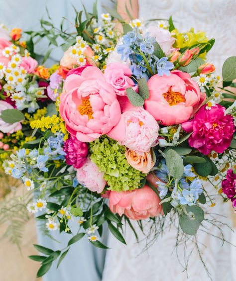 Bright Peony Bouquet, Easter Wedding Flowers, Pop Of Color Bouquet, Spring Peony Bouquet, Wedding Flowers Peonies Bouquet, Peony And Wildflower Bouquet, Colorful Pastel Bridal Bouquet, Peonies And Wildflower Bouquet, Wedding Bouquet Bright Colors