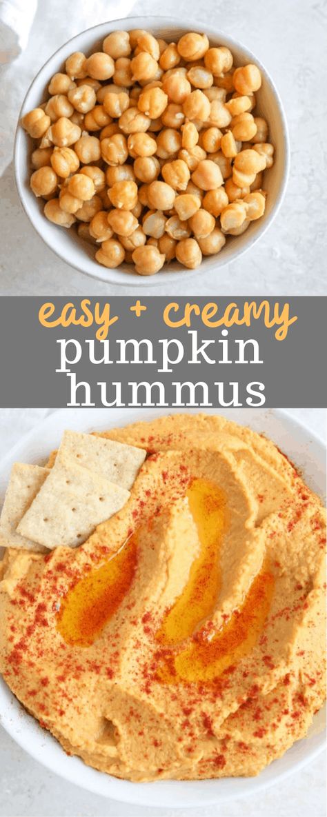 This savory pumpkin hummus is the perfect fall appetizer or snack. It is made with the chickpeas, tahini, and olive oil, but adds in pumpkin puree for a fun fall spin! The result is a hummus that is light and fluffy, slightly sweet from the pumpkin, but has a slight kick from the cayenne. The perfect combo! #erinliveswhole #pumpkin #hummus Holiday Hummus, Fall Appetizer, Pumpkin Snack, Savory Pumpkin, Pumpkin Oil, Pumpkin Hummus, Fall Appetizers, Vegan Hummus, Oil Recipes