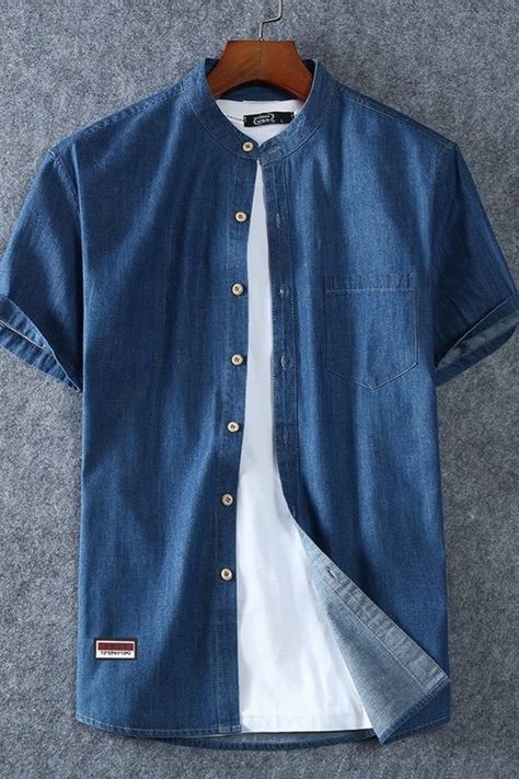 Casual Shirts For Men Fashion Ideas, Stylish Shirts Men Mens Fashion, Stylish Shirts Men Style, Mens Fashion Casual Outfits Street Style, Denim Shirt For Men, Denim Man, Denim Outfit Men, Stylish Shirts Men, Mens Smart Casual Outfits