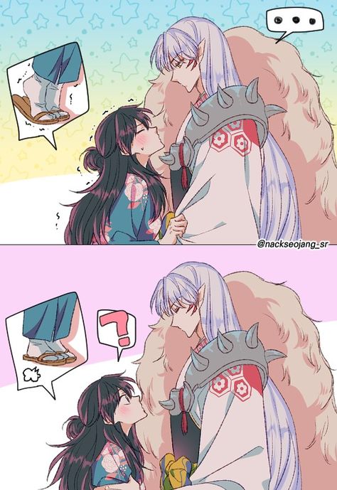 Rin And Sesshomaru, Dibujos Anime Chibi, Seshomaru Y Rin, Inuyasha And Sesshomaru, Inuyasha Fan Art, The Ancient Magus Bride, Anime Nerd, Beautiful Dark Art, Anime Couples Drawings