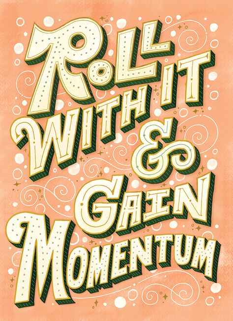 Roll With It on Behance by Mary Kate McDevitt Magazine Masthead, Lovely Captions, Lettering Layout, Mary Kate Mcdevitt, Folk Motif, Decorative Typography, Buffalo Logo, Hand Lettering Inspiration, Typography Lettering