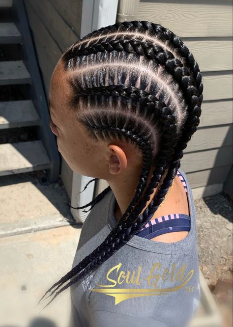 Braided Hairstyles 6 Braids, Braided Hairstyles Full Head, Cornrows Back Of Head, 3 Braids On Top Of Head, Three Cornrows Braids, 6braids Hairstyle, 6 Cornrow Hairstyles, Braid All The Way Around Head, Braids All Over Head