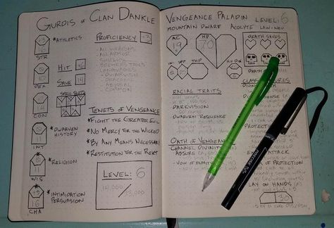 I store all my D&D characters in my BuJo, currently at #7 - Imgur Dnd Character Sheet, Dragon Party, D&d Dungeons And Dragons, D Craft, Bullet Journal Layout, Journal Layout, Character Sheet, Tabletop Rpg, Bullet Journal Inspiration