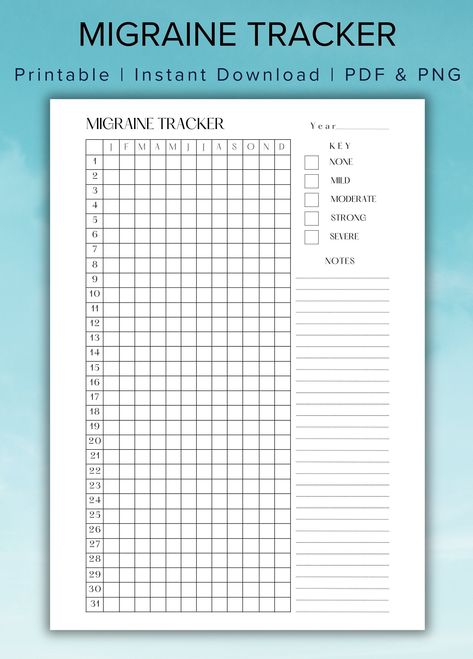 Migraine Journal Template, Headache Tracker Printable, Headache Tracker Bullet Journal, Language Learning Tracker, Headache Journal, Bullet Journal Pages Printable, Migraine Journal, Headache Tracker, Migraine Tracker