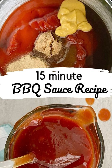 This Simple BBQ Sauce Recipe is quick to make and so much more tasty than any store bought brand. A batch of this easy sweet, tangy, and slightly spicy barbecue sauce is made with ketchup and a few pantry ingredients. It takes only 15 minutes to prepare! Homemade Honey Bbq Sauce, Honey Bbq Sauce Recipe, Bbq Sauce Homemade Easy, Make Bbq Sauce, Homemade Bbq Sauce Recipe, Sauce Spaghetti, Honey Bbq Sauce, Tangy Bbq Sauce, Barbecue Sauce Recipes