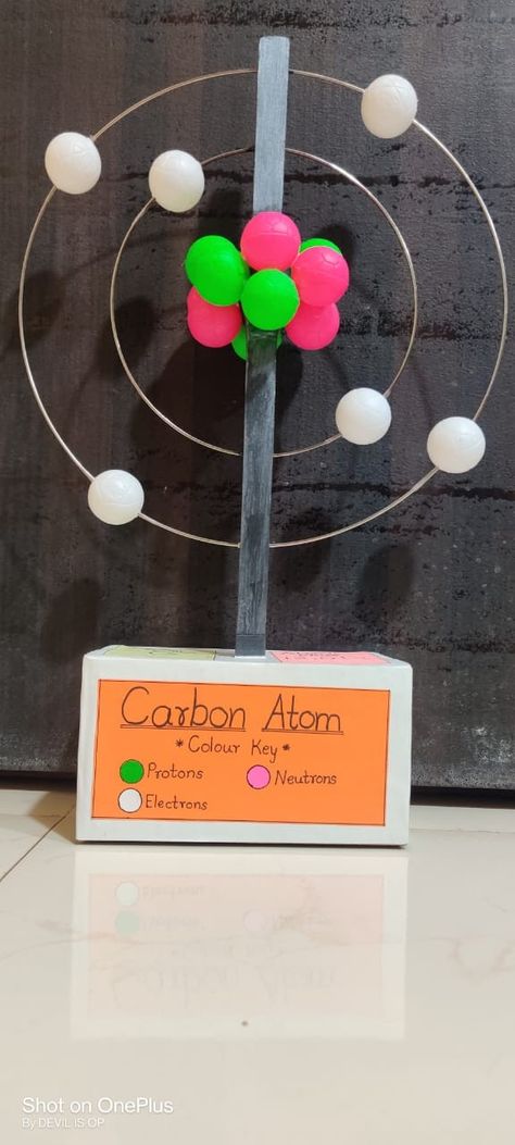 It is a 3d model of carbon atom Building An Atom Model, Atom School Project Models, Chlorine Atom Model Project, Atom Project Ideas 3d, Sodium Atom Model Project, 3d Atomic Structure Project, Making An Atom Model Science Projects, Model Of An Atom Project Ideas, Beryllium Atom Model Project