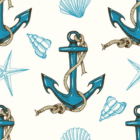 Seamless nautical pattern with hand draw... | Premium Vector #Freepik #vector #background #pattern #vintage #travel