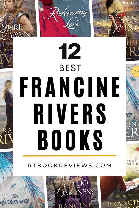 Do you enjoy reading Christian fiction books? With over 20 novels and multiple awards to her name, Francine Rivers' work has captured many hearts! Tap to see her 12 best books. #bestbookstoread #bestchristianfiction #christianbookstoread #booksbyauthor Biblical Fiction Novels, Best Christian Fiction Books, Fiction Christian Books, Christian Fiction Books For Women, Francine Rivers Books, Christian Historical Fiction Books, Christian Nonfiction Books, Christine Feehan Books, Francine Rivers