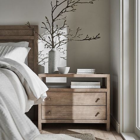 Charging Nightstand, Wood Armoire, Queen Upholstered Bed, Solid Wood Bed, Wood Nightstand, Master Bedrooms Decor, Bedroom Storage, Unique Furniture, Bedroom Inspirations