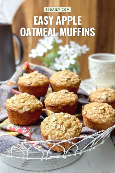 Apple Muffins Healthy, Apple Oatmeal Muffins, Autumn Spices, 31 Daily, Apple Fritter Bread, Healthy Afternoon Snacks, Apple Fritter, Apple Oatmeal, Healthy Muffin Recipes