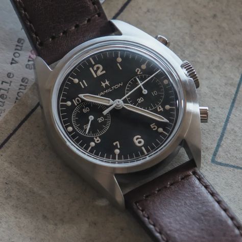 Hamilton's New Chronograph Is a Stylish—and Unexpected—Blast From the Past Hamilton Watches Men, Hamilton Khaki Pilot, Hamilton Logo, Hamilton Watches, Hamilton Watch, Field Watches, Pilot Watch, Old Watches, Blast From The Past