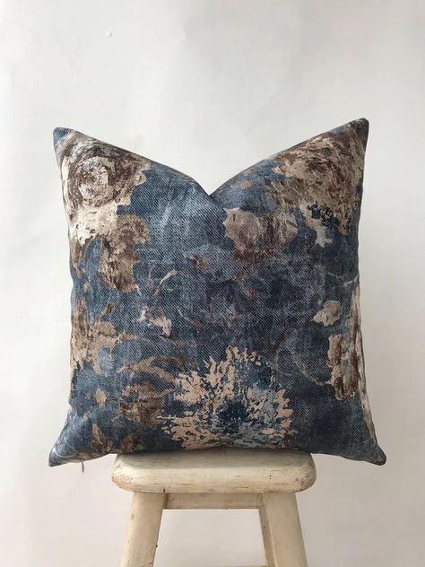 Navy Blue and Brown Floral Cotton Velvet Pillow Cover , Teal Flower Accent Pillow Case , Dark Blue Taupe Pillow Case ,nautical Euro Sham - Etsy Brown And Blue Living Room, Taupe Pillow, Navy Blue And Brown, Kilim Pattern, Teal Flowers, Brown Pillows, Blue Cushions, Sofa Cushion Covers, Velvet Pillow