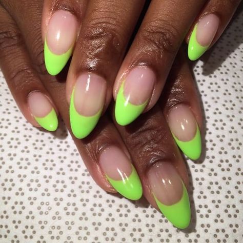 neon french tips. Neon Nail French Tip, Neon Green Tips Nails, Neon Green French Nails, French Manicure Green, Neon Green French Tip Nails, Lime Green French Tip Nails, Neon Tip Nails, Neon Green French Tip, Loud Nails