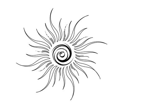 Swirl Sun Drawing, Sun Spinal Tattoo, Sun Tattoo Neck, Abstract Sun Tattoo, Spiral Sun Tattoo, Helios Tattoo, Sun With Face Tattoo, Spiral Sun, Swirl Tattoo