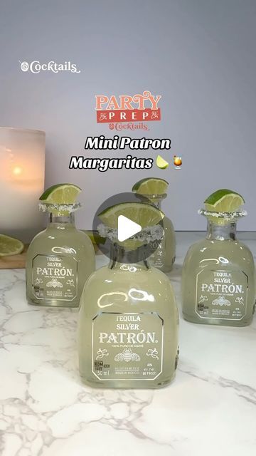 155K views · 11K likes | Cocktails (21+ to follow) on Instagram: "Bring the party to life with these show-stopping Mini Patron Margaritas!😋🍹 Where the best things come in small packages!💚😍 Tag your bestie that you want to make these with! #margaritas #margs #mini #fun #patron #patronmini #tequila #cute #idea #party #host #planner #drink #cocktail #cocktailnight #fyp  Ingredients: - 4 bottles of Mini Patron Tequila Blanco - 1/2 cup lime juice - 1/2 cup triple sec - 1/4 cup agave - salt rim" Small Patron Bottles Tequila, Mini Margarita Kit, Patron Birthday Party Ideas, Mini Patron Margaritas, Taco And Tequila Party Ideas, Patron Alcohol, Mini Patron Bottles, Patron Drinks, Mini Cocktail Kit