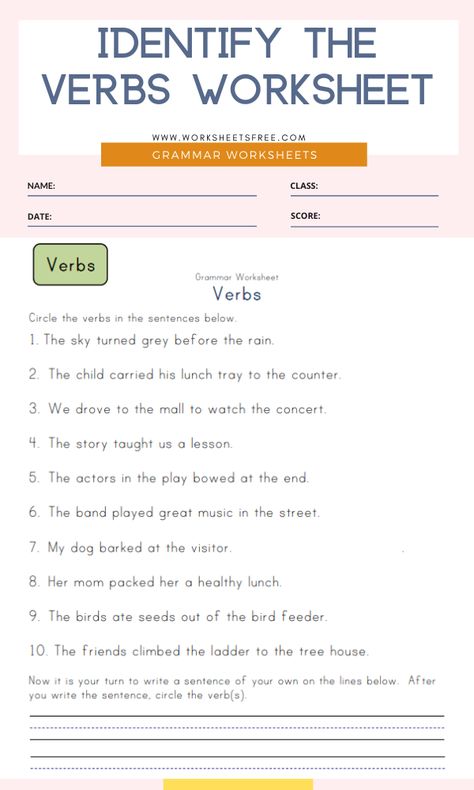 Verbs Worksheet 2nd Grade, Second Grade English, Nouns And Verbs Worksheets, Types Of Verbs, Verbs Worksheet, Algebra Problems, Nouns Worksheet, Verb Worksheets, Nouns And Verbs