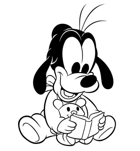 Goofy Coloring Pages, Minnie Mouse Pics, Baby Disney Characters, Disney Babies, Baby Coloring Pages, Goofy Disney, Mickey Baby, Mouse Drawing, Baby Mickey Mouse